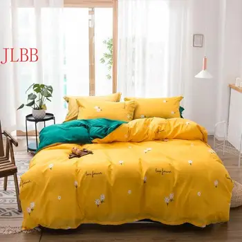 Doma Posteljnina nabor rumeni cvet 3/4pcs posteljo nastavite črno-beli trak posteljnina nabor leopard posteljnina nabor ravno list 2020 pomlad doma