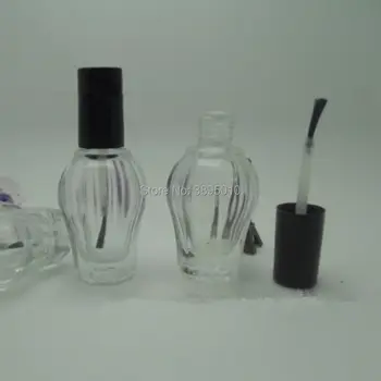 10 ml Prazno prozornega stekla lak steklenico v vazi oblike s črno kapo F1069
