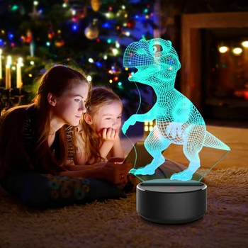 Akril 3D Noč Luči LED Nočne Luči 7 Barvo Dinozaver Dnevni Sobi, Luči, Spalnica Luči Doma Dekoracijo Otroke Darila