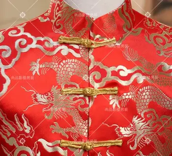 Kitajski stil modni slim masculino zadnji plašč modelov mariage ženina poročna oblačila za moške jopič fantje maturantski tunika obleke Rdeča