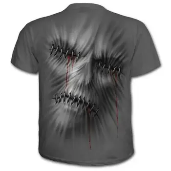Hip Hop Moških O Vratu T-shirt 3D Lobanje Teror Tee Bodybuilding Vrhovi Slim Fit Fitnes Oblačila 3D Tiskanih Okostje T-shirt