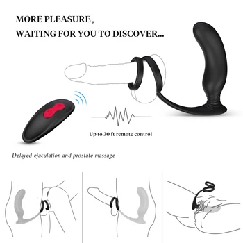 Moški Prostate Masaža Vibrator Analni Silikonski Čep Stimulator Prostate Butt Plug Zamudo Izliv Ring Igrača Za Moške