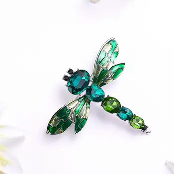 Vintage Elegantno Dragonfly Broške za Ženske, Velike Pisane Kristalne Insektov Broška Pin ženski Modni Dodatki Nakit Darilo