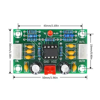 Mini preamp Op amp modul ojačevalnik dual channel NE5532 preamplifier ton odbor 5-krat široko napetost 12-30V G10-004