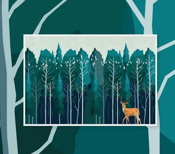 Ozadje po meri Milu jelena zeleni gozd v ozadju stene