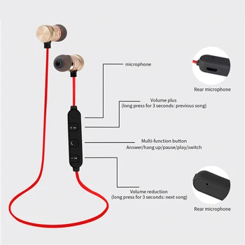 XT6 Magnetni Bluetooth HiFi Stereo in-Ear Music Brezžične Slušalke za Zmanjšanje Hrupa Športne Slušalke, Hi-fi sound quality