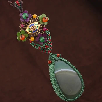 Ročno pleteni cvetje Velika Zelena kristalno Moda letnik Nepal ogrlico,nova Indija nakit,Nove etnične cloisonne ogrlica