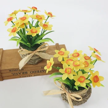 JAROWN Simulacije Daffodil Nastavite Umetno Narcis Cvet Svile Cvet Rastline Poroko Flores Doma Dekoracijo