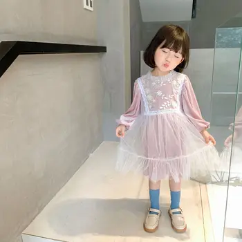 Jeseni srčkan baby dekleta žamet očesa princesa obleke 1-6 let stranka obleko dekle moda