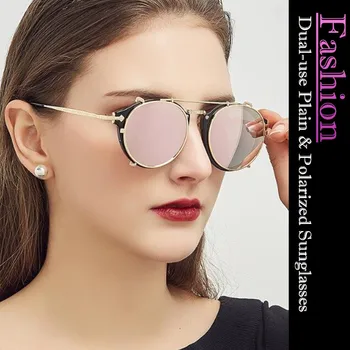 200p Ženske Mode blaga z Dvojno rabo Polarizirana sončna Očala Sonce Očala UV400 Anti-UV zaščito pred soncem Krog Izmenljive Navaden Očala Gafas De Sol