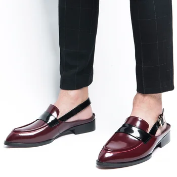 Novi moški visoke kakovosti pravega usnja sandali konicami prstov sponke poletje obleko, čevlji za moške poslovne prosti čas športna obutev moški sandali