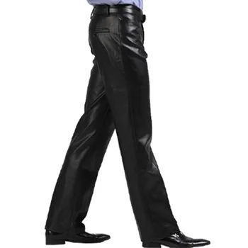 Nove Moške Usnjene hlače korejska različica Self-gojenje Toplo PU Usnjene hlače za Moške Priložnostne Naravnost Plus žametne hlače