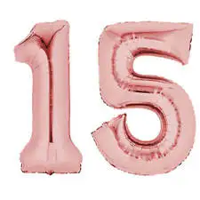 Zlato baloni rosa15/51 rojstni dan/obletnica veliko 14 roza balone 2 številki 100 cm 2 zvezde 45 cm in 10 latex balonov,