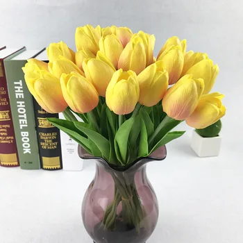 5Pcs PU Lažne Umetne Svile Tulipani Flores Artificiales Šopke Stranka Umetnega Cvetja Za Dom Poroka Dekoracija