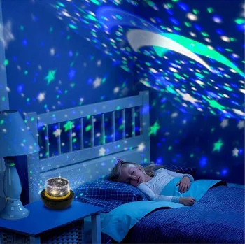 LED Nočno Svetlobo Lune Lučka Zvezdnato Nebo Magic Star Vesolje Planet Projektor Lučka Kozmos Luminaria Otroka Vrtec Lučka Za Rojstni dan