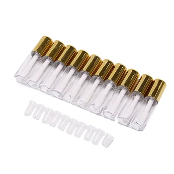 10PCS 1.2 ML Prazno Pregleden PE Lip Gloss Cevi Plastičnih Balzam za Ustnice Cev Šminka Mini Vzorec Kozmetični Posoda Z Zlato Skp