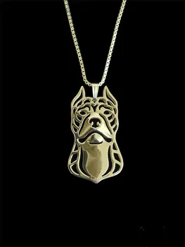 Trendy Pit Bull Terier (odrezana ušesa) pes, ogrlico, obesek za ženske zlato, srebro izjavo