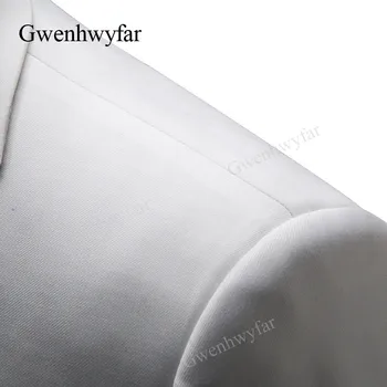 Gwenhwyfar Moških Poslovna Obleka Slim fit Classic Moške Obleke, Bele Blazerji Luksuznih Suit Moških Dvema Gumboma 3 Kosov (Blazer+Hlače+Telovnik)