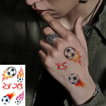 Nepremočljiva Začasni Tattoo Nalepke nogomet ogenj zmago pismo majhnosti umetnosti tatto flash tattoo ponaredek tetovaže za otrok fant moški ženske - 