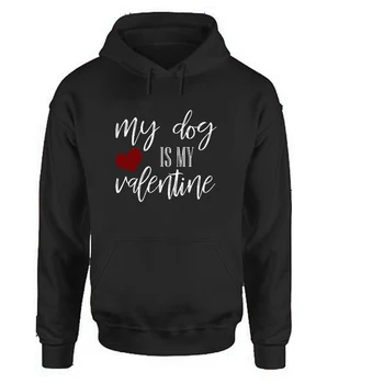 Moj Pes Je Moj Valentine Majica Priložnostne Tiskanja Puloverji S Kapuco Ženske Prevelik 2020 Srečno Valentinovo Ženska Oblačila - 