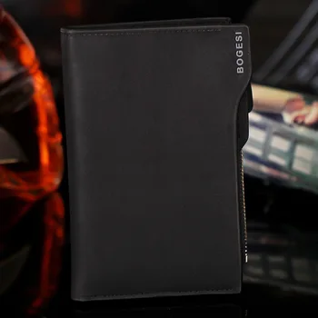 PU usnjena denarnica, moška kratka zadrgo denarnice kovanec za moške smart denarnice potni list sim paket moda mehka obraz črno denarnico XD491 - 