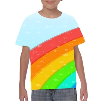 Fant je Grafični T Srajce Fant In Dekle, 3D Print Majica Vzorec Vrh Risanke Mavrica Tees - 