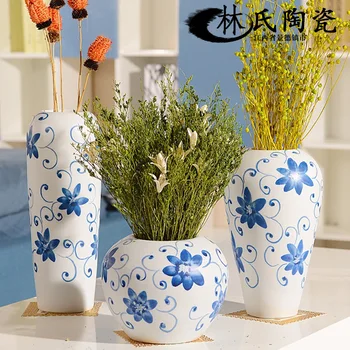 Jingdezhen keramike sodobno ročno pobarvane modro in belo vzorec cvet vazo model sobi doma oprema hotel dekoracijo - 