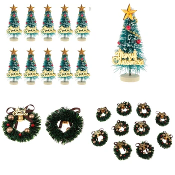 Pakiranje 20 Kosov Miniaturni Visi Božično Drevo & Božič Venec Okraski - Lutke Vrata Dekor Otroci Pretvarjajo, Predvajaj Igrače - 
