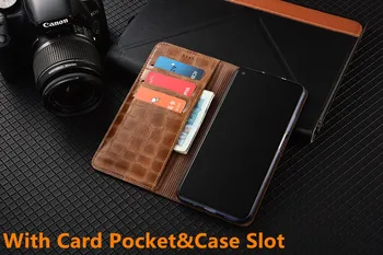 Razkošje naravnega usnja magnetni denarnico, telefon primeru sim žep za NASPROTNEGA Realme 3 Pro/OPPO Realme 3 tulec, pokrov stojala coque capa - 
