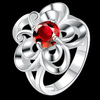 Metulj cvet temno rdeče cirkon Trgovini 925 nakit silver plated obroč ,modni nakit Prstan za Ženske, /OWFXTAVB HYOTAORJ - 