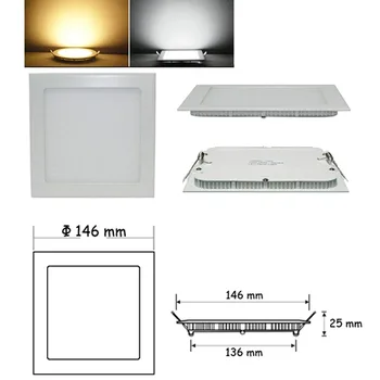 12W Kvadratnih LED Panel Luči Vgradne Kuhinja, Kopalnica, Stropne Svetilke AC85-265V LED Downlight Toplo Bela/Cool White - 