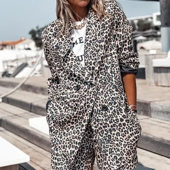 Trenirka Ženske Zimske 2020 ženska Moda in Ženske Priložnostne Leopard Tiskanja Obleko Mid-Dolžina Suknjič Priložnostne Obleko Hlače Modne Ženske Polka - 