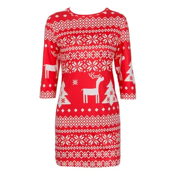 Moda Za Ženske Zimo Božič Obleko Dame Božič Skakalec Pulover Mini Obleka Dolgo Vrhovi - 