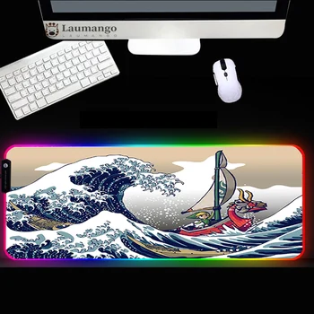 RGB Mouse Pad Lep Vzorec Valov Design HD Tiskanja Gaming Pripomočki Mousemat xxl Svetlobna Polnjenje Mousepad Igralec - 