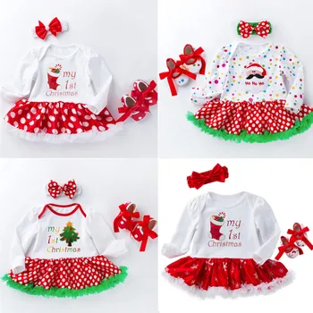 Vroče prodaje Božič Baby Kostum za Dekleta, igralne obleke Oblačila, ki Novorojenčka Santa Claus Jumpsuits Obleko Risanka Natisnjeni Otrok Božič Oblačila - 