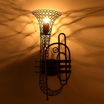Ustvarjalne Osebnosti Saksofon Železa Steno Žarnice E27 LED Dia20*H56cm Cafe Mansarda Industrijske Veter Restavracija Oltarja Retro Stenska Svetilka - 