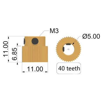 5Pcs 3D Tiskalnik Ekstrudiranje Kolo Medenina Prestavi Kolo 40 Zob Orodje za CR-10 Edaja-3 WXTB - 
