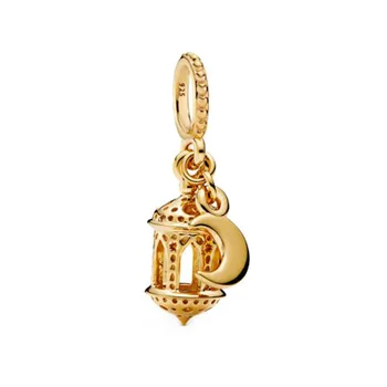 DIY Nakit Dekle Gospo Zlato čar 925 Sterling Srebrni Biseri Arabskem Luč, ki Visijo Čare fit Original Pandora Zapestnice - 