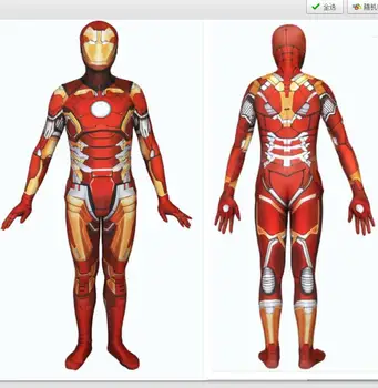 Moške Spandex Maščevalec Ironman Cosplay Kostume Odraslih Lycra Zentai Moške Obleke Halloween odraslih Iron Man Bodysuit Kostum - 