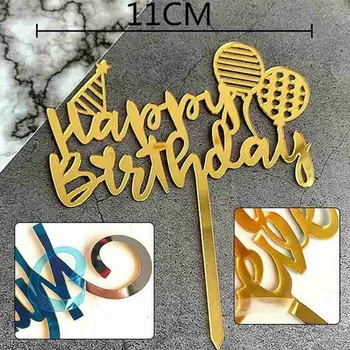 Ins Akril Happy Birthday Cake Pokrivalo Zlata, Črna Torta Stranka Pokrivalo Otroci Dekleta Rojstni dan Otroka DIY Fantje Dekoracijo Vstavite Cak B8F0 - 