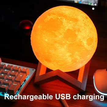 Novo Dropship 3D Tiskanja Luna Lučka Barvite Spremembe na Dotik Usb Led Nočna Lučka Doma Dekor Ustvarjalno Darilo - 