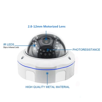 H. 265 2MP 5MP Motorizirana Objektiv IP Dome Kamera 2.8-12mm Objektiv 30Pcs IR Led Ir Nadzor POE Fotoaparat Night Vision - 