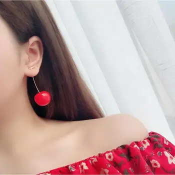 Korejski Kul Uhani Dekleta Lepe Češnje Sadje Uhan Lady Revolving Imitacije Češnja Ušesa Klinov Za Ženske Modni Preprost Eardrop - 