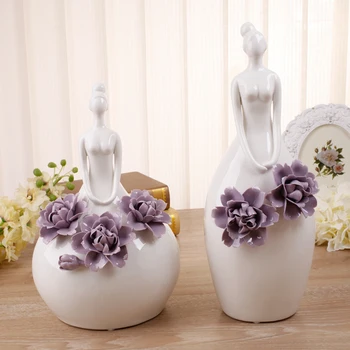 Ustvarjalne keramični mlada dekleta lady figurice doma dekor obrti soba dekoracijo obrt ornament porcelanasta poroka dekor - 