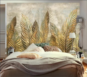 Prilagodite ozadje 3d Evropske moderne umetnosti gold leaf zidana dnevna soba, spalnica, restavracija, TV ozadju dekoracijo sten Обои - 