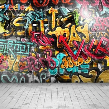 Vintage Grafiti Zid, Les Board Floor Ozadje Fotografije Ozadja Za Foto Studio Vinil Photophone Photozone Ustrelil - 