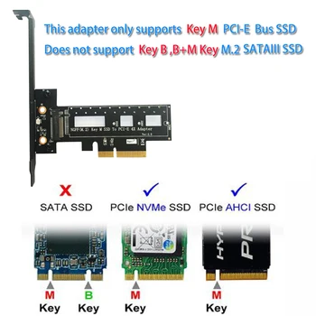 Tipko M. 2 SSD Tip, PCIE PCI-E PCI Express 4X vmesniško Kartico Z Heatsink Računalnik, Napajalnik Za NVMe SSD - 