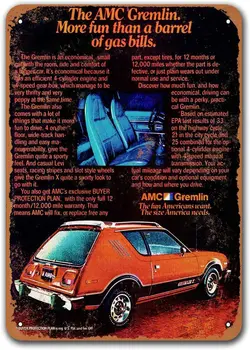1978 AMC Gremlin Tin Kovine Znaki Vintage Avtomobilov, Sisoso Plošče Plakat Človek Jama Garaža Retro Stenski Dekor 12x16 palčni - 