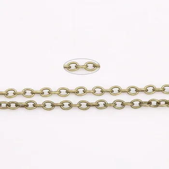 Debelo 10 Metrov/veliko 4x3mm Železne verige Silver/gold/bron/Rodij Večino ogrlica verige Opremljanja Za Nakit zapestnice - 
