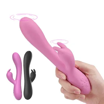 G-spot Zajec Dvojni Vibrator Za Žensko 16 Requency Masturbacija Vaginalne Klitoris Stimulator Dildos Nepremočljiva Spola Igrače, Vibratorji - 
